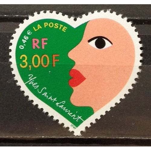 Saint-Valentin - Coeur Yves-Saint-Laurent - Profil Féminin 3,00 (Superbe N° 3296) Neuf** Luxe (= Sans Trace De Charnière) - France Année 2000 - N19360
