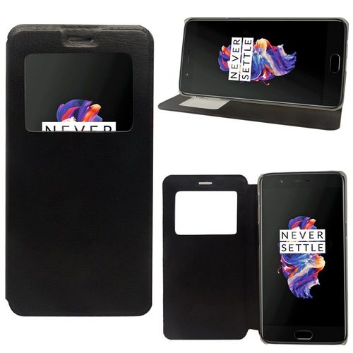 Pour Oneplus 5 A5000 5.5': Etui Housse Coque Pochette Plastique View Case, View Cover, Etui À Rabat - Noir