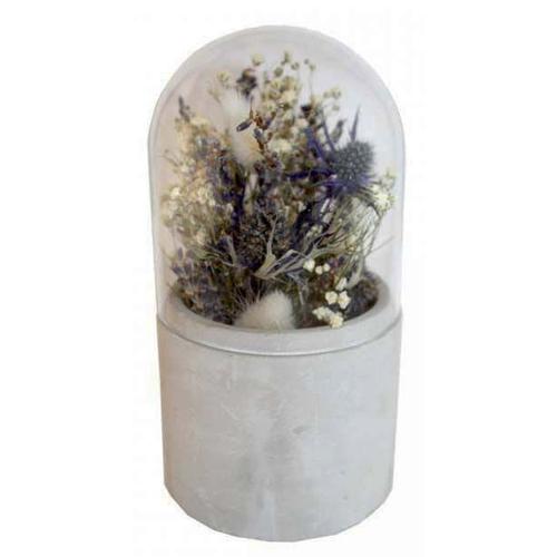 Verrine cloche fleurs séchées Bleu