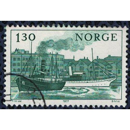 Norvège 1977 Oblitéré Used Navires Kong Haakon Et Dronningen Dans Le Port De Stavanger Su