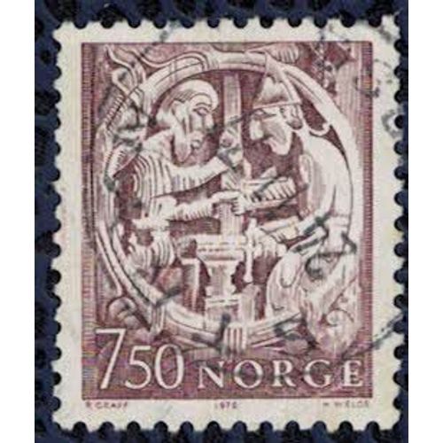 Norvège 1976 Oblitéré Used Church Woodcarving Sculpture Sur Bois Église Hylestad Su