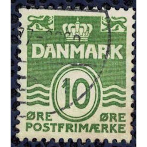 Danemark 1962 Oblitéré Rond Used Animaux Héraldiques Lion Lignes Type Vagues 10 Ore Vert Su