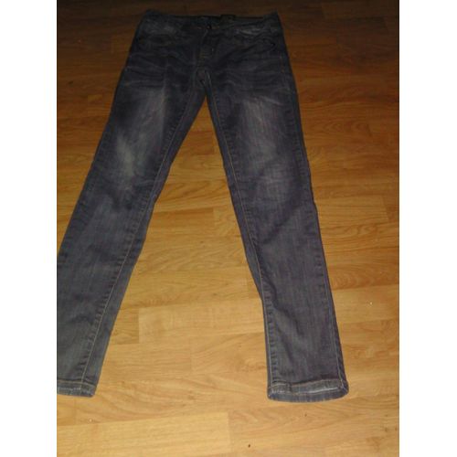 Jean Easy Jeans Fr 34 Us 24-25 Gris Plissures Slim Destroy