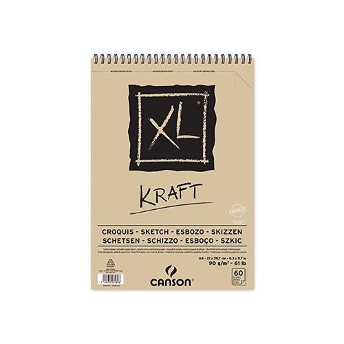 Canson Bloc 60 Feuilles Xl Kraft Spiralés Petit Côté A4 90g