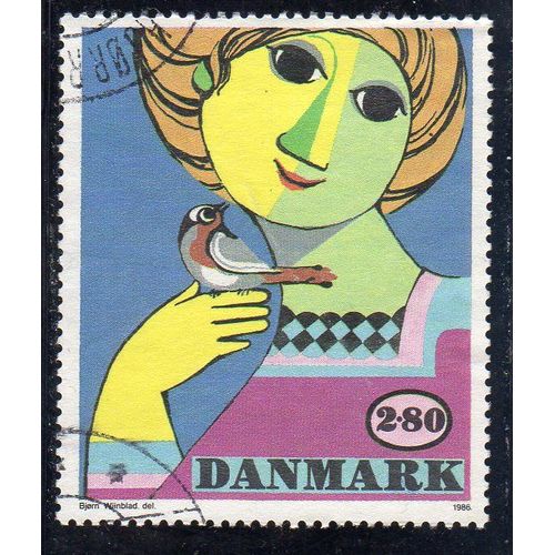 Timbre-Poste Du Danemark (Art Moderne, Tableau De Bjorn Wiinblad)