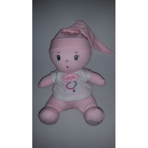 Doudou Poupée Corolle Babicorolle Blanc Rose Grelot Coeurjouet Naissance Peluche Éveil Enfant Comfort Blanket Comforter Soft Toys 20 Cm Sans Le Bonnet 