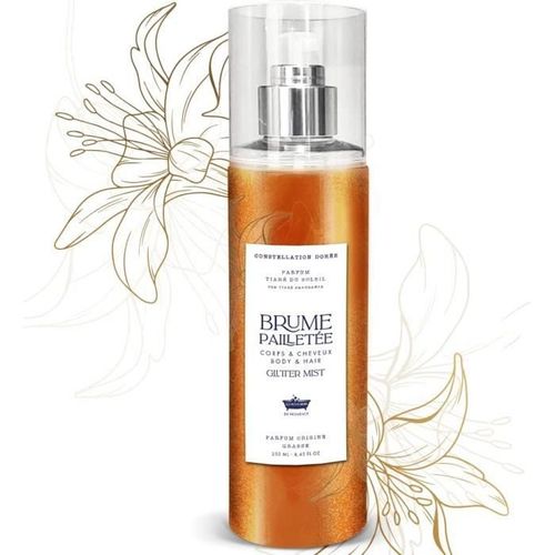 Brume Pailletée Tiaré Du Soleil 250ml - Constellation Dorée - Les Petits Bains De Provence 