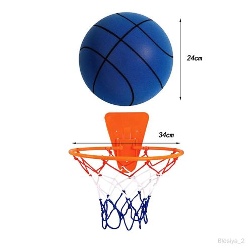 Ballon De Basket-Ball Silencieux Avec Cerceau, Balle D'entraînement Bleu Taille 7