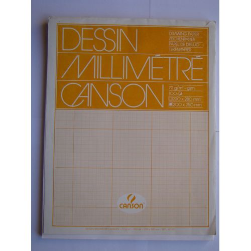 Bloc Dessin Millimétré Canson Format 220x280 Cm -100 Feuilles 72 G
