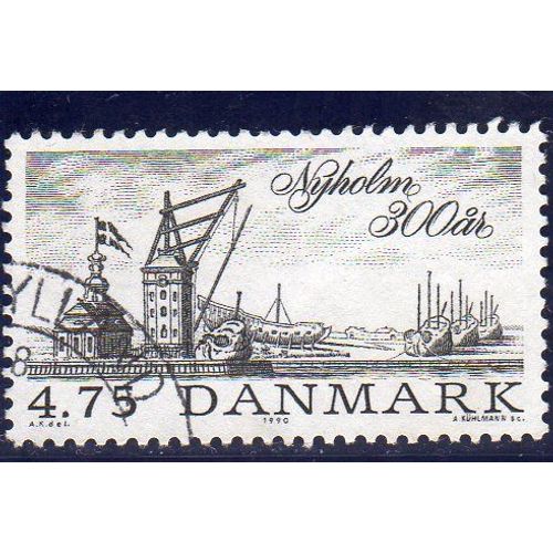 Timbre-Poste Du Danemark (Tricentenaire De Nyholm, Quartier De Copenhague)