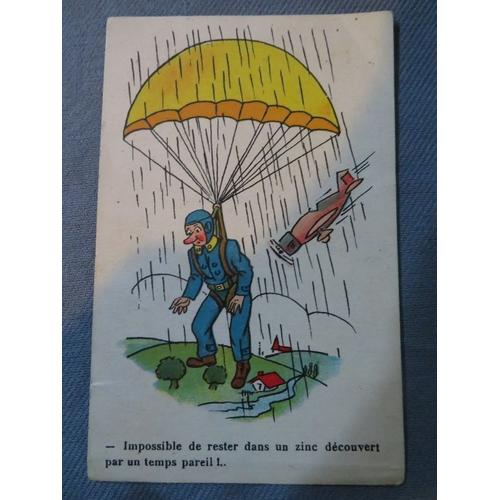 Carte Postale Ancienne Humour Militaire Avant Guerre Armee Aviateur Avion Impossible De Rester Dans Un Zinc Decouvert Par Un Temps Pareil Rakuten