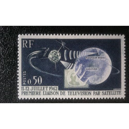 Timbre France (Yt1361) 1962 Pleumeur Bodou. Premier Lien Tv Par Satellite