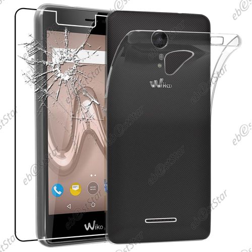 Ebeststar ® Pour Wiko Tommy 2 - Housse Etui Coque Silicone Gel Souple Ultra Fine 0,3mm Et Invisible + Film Protection Écran En Verre Trempé, Couleur Transparent [Dimensions Precises De Votre Appareil : 145 X 72.7 X 9.19 Mm, Écran 5'']