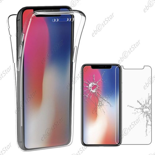 Ebeststar ® Pour Apple Iphone X Écran 5.8", Iphone 10 - Coque Intégrale Avant Et Arrière Silicone Gel + Film Protection Écran En Verre Trempé, Couleur Transparent
