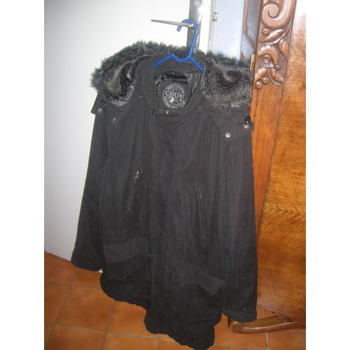 Manteau Cerrer À Capuche Amovible Polyester L Noir