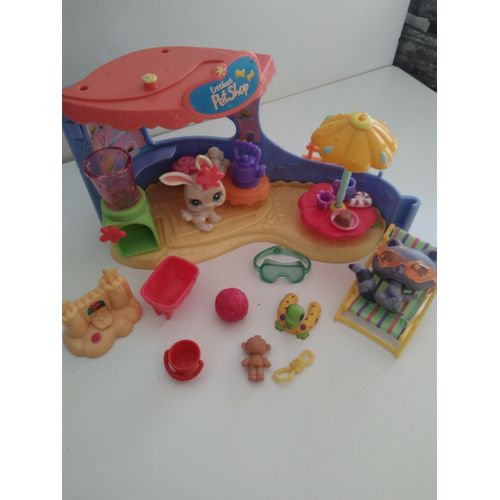 Littlest Petshop- Maison Poupée- Poupee-Les 2 Petshops Au Bar De La Plage Avec Ses Nombreux Accessoires- Hasbro