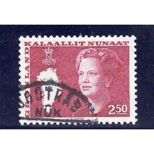 Timbre-Poste Du Groenland (Reine Margrethe Ii Et Carte Du Groenland)