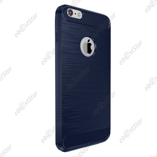 Ebeststar ® Housse Coque Motif Fibre Carbone Luxe Silicone Gel Coussin D'Air + Film En Verre Trempé Pour Apple Iphone 7 (2016), Iphone 8 (2017) 4,7", Couleur Bleu Foncé