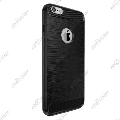 Ebeststar ® Housse Coque Motif Fibre Carbone Luxe Silicone Gel Coussin D'Air + Film En Verre Trempé Pour Apple Iphone 7 (2016), Iphone 8 (2017) 4,7", Couleur Noir