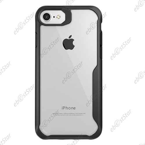 Ebeststar ® Etui Housse Coque Fusion Hybride Rigide Bumper + Vitre Anti Casse Film Écran Verre Trempé Pour Apple Iphone 7 (2016), Iphone 8 (2017) 4,7", Couleur Noir [Note Importante Lire Description]
