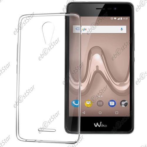 Ebeststar ® Film Protection Écran En Verre Trempé + Coque Silicone Gel Ultra Fine Housse Etui Souple Pour Wiko Tommy 2, Couleur Transparent [Dimensions Precises De Votre Appareil : 145 X 72.7 X 9.19 Mm, Écran 5'']