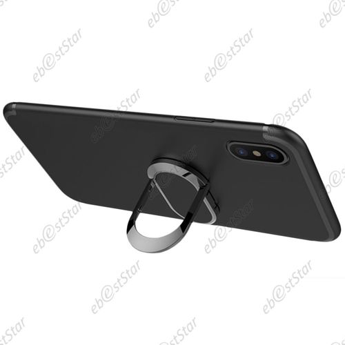 Ebeststar ® Verre Trempé + Coque Etui Housse Silicone Bague Rotative 360° Support Prise En Main Pour Apple Iphone X Écran 5.8", Iphone 10, Couleur Noir [Dimensions Precises De Votre Appareil : 143.6 X 70.9 X 7.7 Mm, Écran 5.8'']