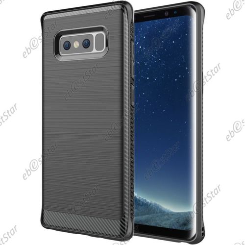 Ebeststar ® Pour Samsung Galaxy Note8 - Coque Luxe Motif Fibre De Carbone Rebords Renforcés Etui Housse Silicone Gel, Couleur Noir [Dimensions Precises De Votre Appareil : 162.5 X 74.8 X 8.6 Mm, Écran 6.3'']