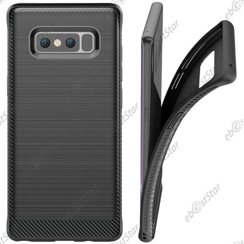Ebeststar ® Coque Etui Housse Luxe Fibre Carbone Silicone Gel Cussins D'air Pour Samsung Galaxy Note 8, Couleur Noir [Dimensions Precises De Votre Appareil : 162.5 X 74.8 X 8.6 Mm, Écran 6.3'']
