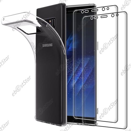 Ebeststar ® X2 Films Protection Écran 3d Pet Integral + Coque Housse Silicone Gel Ultra Fine Pour Samsung Galaxy Note 8, Couleur Transparent [Dimensions Precises De Votre Appareil : 162.5 X 74.8 X 8.6 Mm, Écran 6.3'']