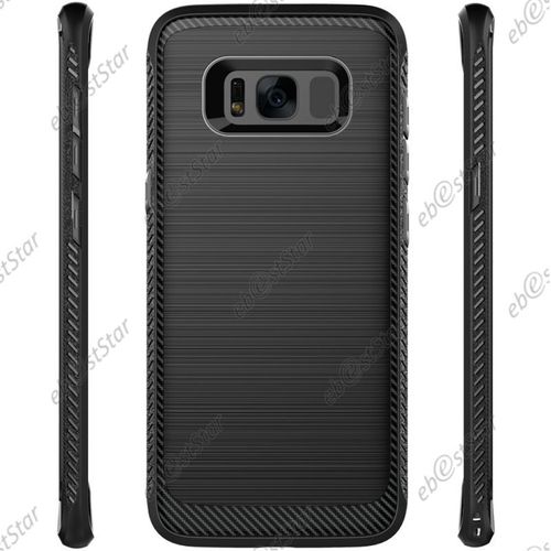 Ebeststar ® Coque Etui Housse Luxe Fibre Carbone Silicone Gel Cussins D'air Pour Samsung Galaxy S8, Couleur Noir [Dimensions Precises De Votre Appareil : 148.9 X 68.1 X 8 Mm, Écran 5.8'']