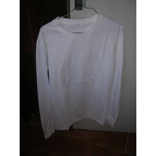 T-Shirt Autre Manches Longues Coton M Blanc