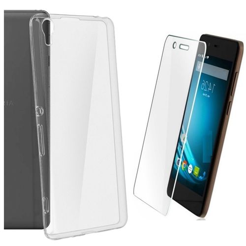 Coque Etui Housse Silicone Transparent Sony Xperia Xa1 Plus Vitre De Protection En Verre Trempé
