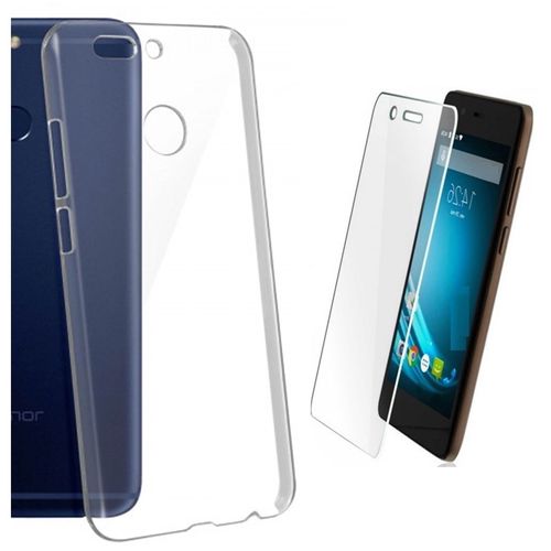 Coque Etui Housse Silicone Transparent Huawei Y6 Pro 2017 Vitre De Protection En Verre Trempé