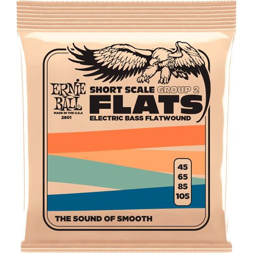 Ernie Ball 2801 - Jeu De Cordes Filets Plats Basse Short Scale - 45-105