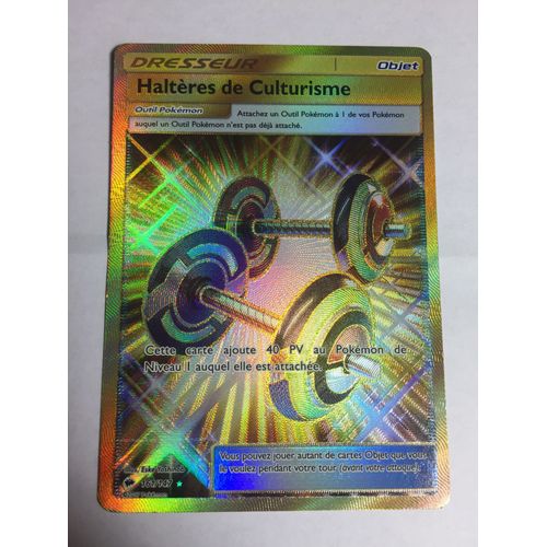 Haltères De Culturisme 161/147 Carte Dresseur Pokemon Secrète Rare Soleil Et Lune Ombres Ardentes