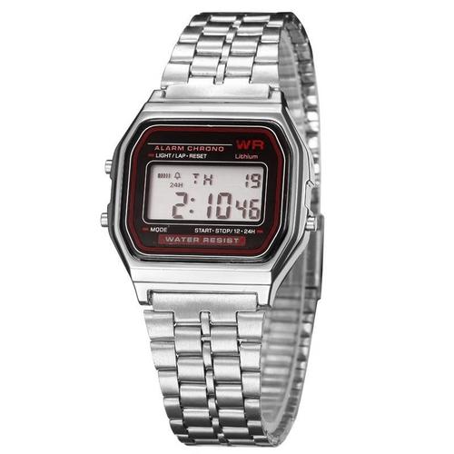 Montre Digitale Tendance Rétro Vintage Reprenant Le Style Casio Des Années 70 - Affichage Numérique: Chrono Alarme Date Etc... Bracelet Acier Inoxydable