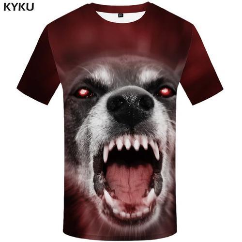 T-Shirt Chien Loup Méchant Qui Montre Les Dents Pitbull 3d Recto/Verso Taille Xl