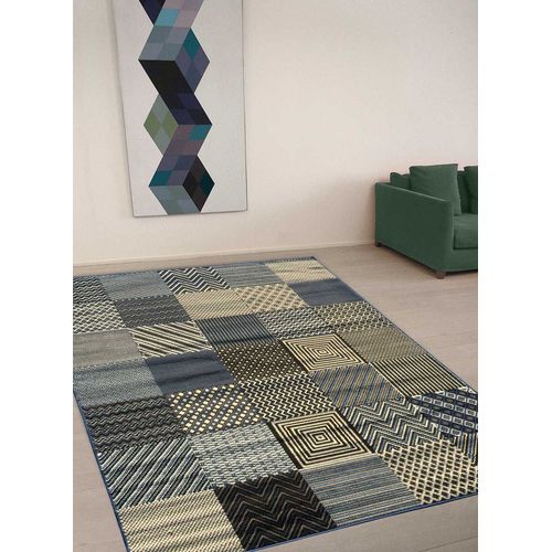 Tapis Chambre Bc Geotrem Bleu 80 X 150 Cm Fabriqué En Europe Tapis De Salon Moderne Design Par Unamourdetapis