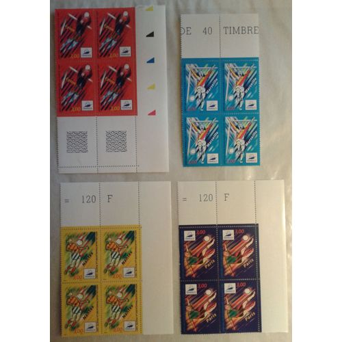 4 Blocs De 4 Timbres France 1997 Yvert Et Tellier N°3074, 3075, 3076 Et 3077 France 98 Lyon Marseille Nantes Paris Trois Coin De Feuille Un Bord De Feuille Neuf**