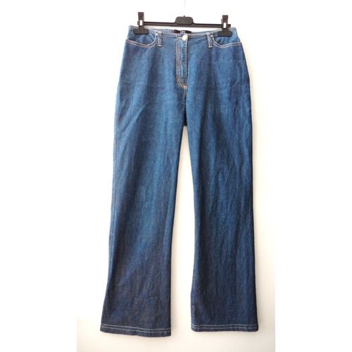 Jean Femme 38 Bleu Pailleté Vn Jeans Surpiqures Fil Doré Coton Et Lycra