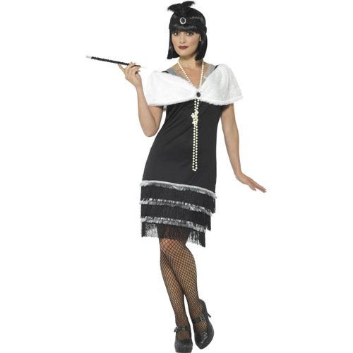 Déguisement Charleston Années 20 Noir Avec Étole Femme Medium