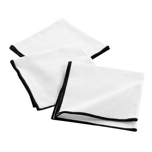 Lot De 3 Serviettes De Table En Coton Recyclé Anaïs - Blanc