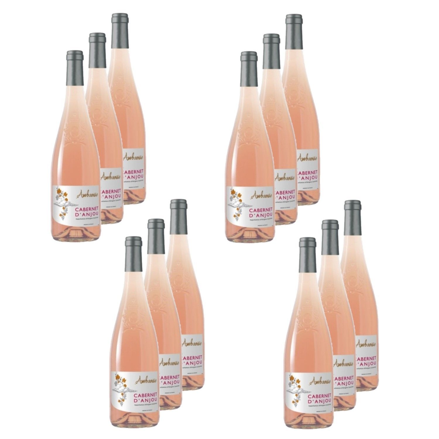 Lot 12x Vin Rosé Ambroisie Cabernet D'anjou Aoc - Loire - Bouteille 750ml