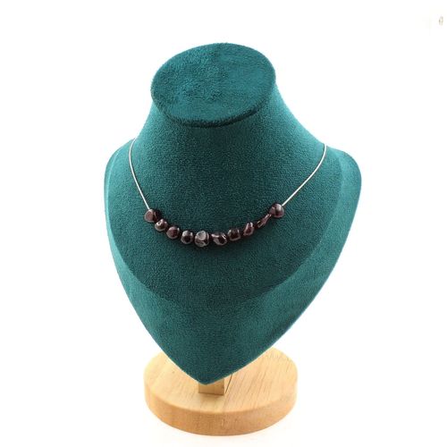 Collier 10 Perles Grenat Spessartite Du Mozambique. Chaine En Acier Collier Femmes, Hommes. Taille Personnalisable.
