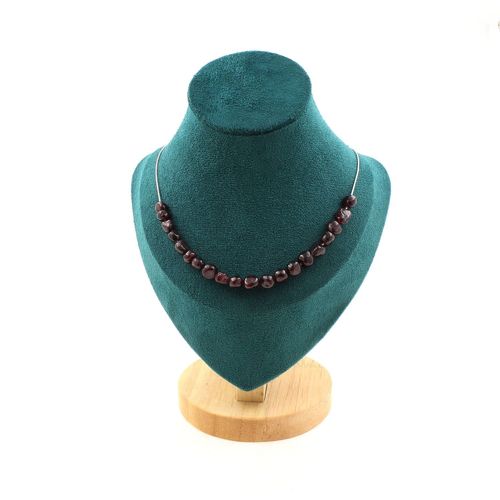 Collier 20 Perles Grenat Spessartite Du Mozambique. Chaine En Acier Collier Femmes, Hommes. Taille Personnalisable.