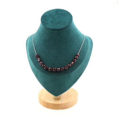 Collier 15 Perles Grenat Spessartite Du Mozambique. Chaine En Acier Collier Femmes, Hommes. Taille Personnalisable.