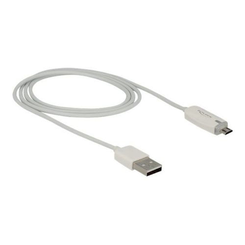 Delock - Câble USB - Micro-USB de type B (M) pour USB (M) - USB 2.0 - 1 m - blanc