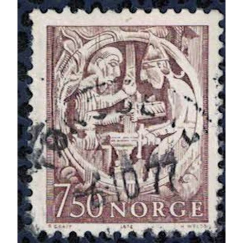 Norvège 1976 Oblitéré Used Church Woodcarving Sculpture Sur Bois Église Hylestad Su