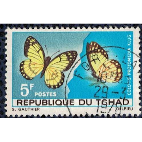 Tchad 1967 Oblitéré Used Papillon Butterfly Yellow Splendour Colotis Protomedia Su
