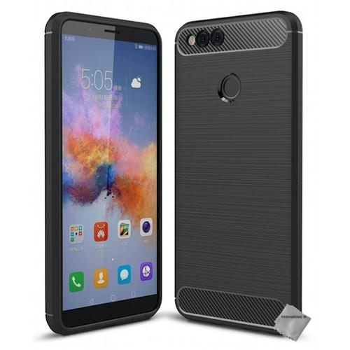 Housse Etui Coque Silicone Gel Carbone Pour Huawei Honor 7x + Film Ecran - Noir